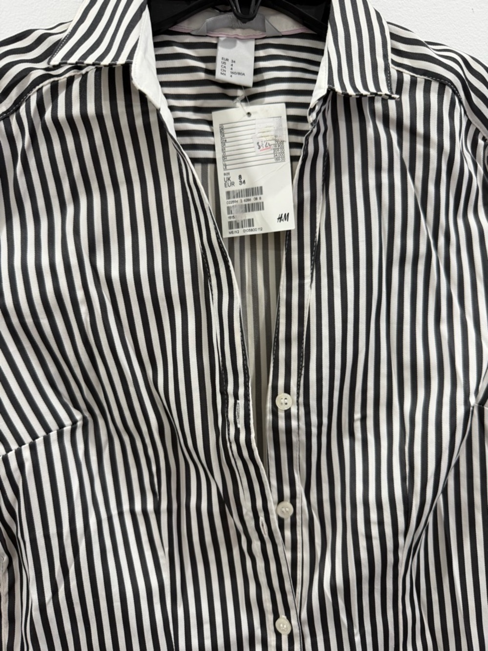 H&M Black & White Vertical Stripe Button-Up Shirt - Picture 3 of 4